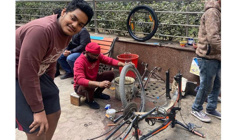 Repairing Bicycle